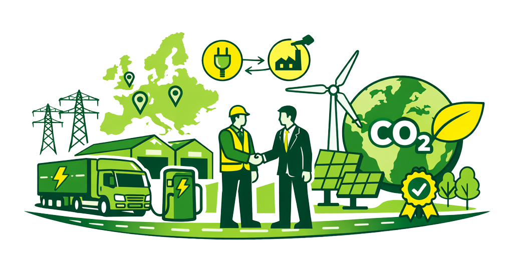 Illustration: Partnerschaft für E-Lkw-Ladeinfrastruktur